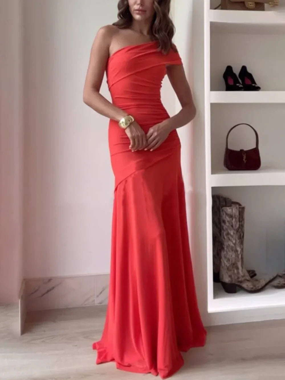Women’s Elegant One Shoulder Maxi Dress