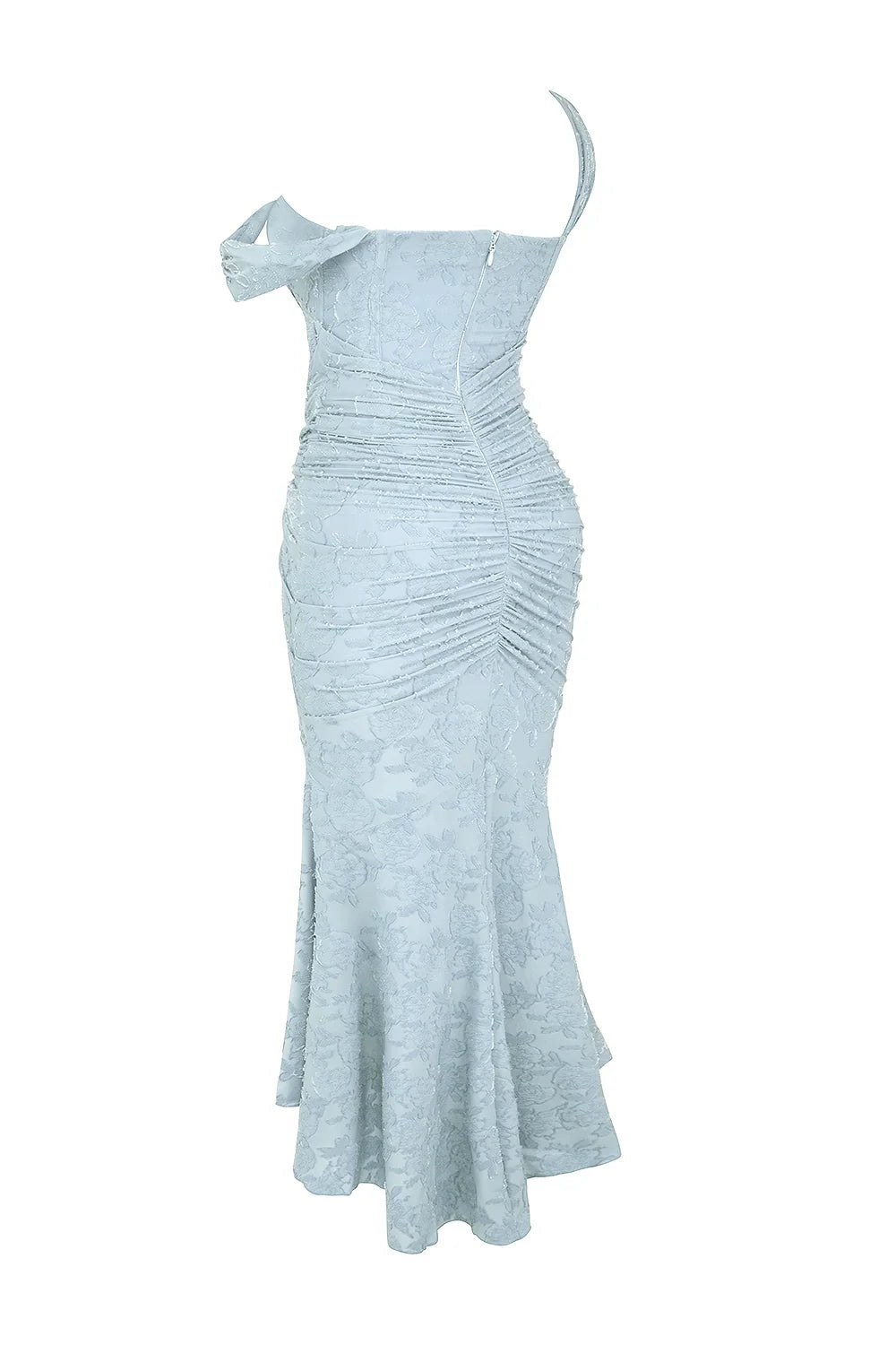 Women’s Elegant Ruched Mermaid Hem Midi Evening Dress