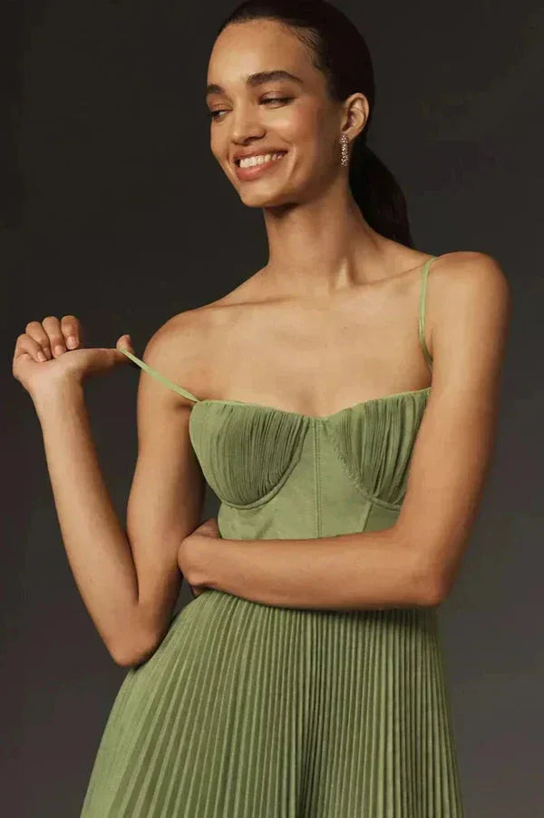 Women’s Pleated Corset Midi Dress