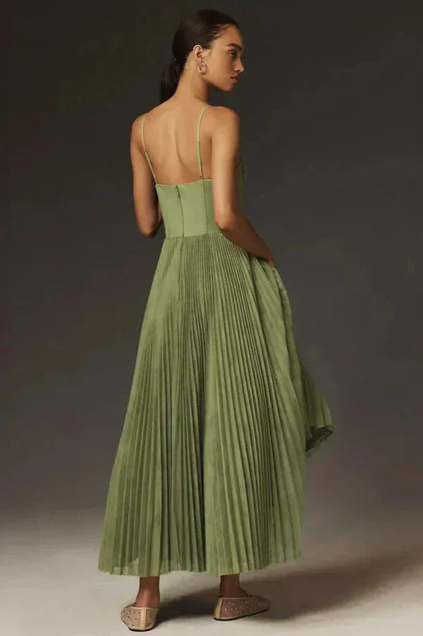 Women’s Pleated Corset Midi Dress