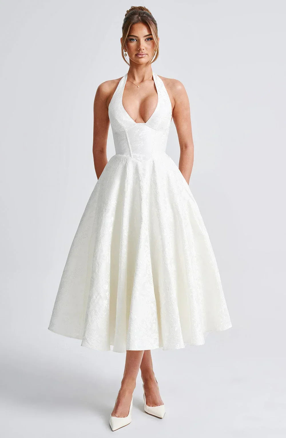 Women’s Elegant Halter Neck Midi Dress