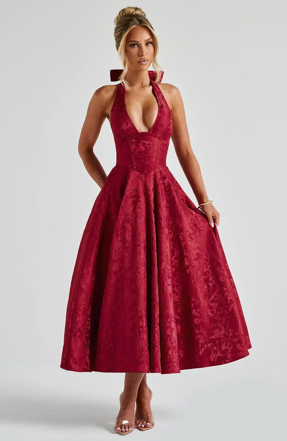 Women’s Elegant Halter Neck Midi Dress