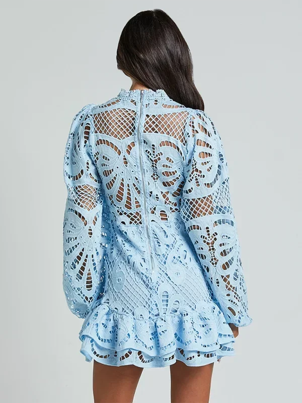 Women’s Elegant Lace Ruffle Mini Dress