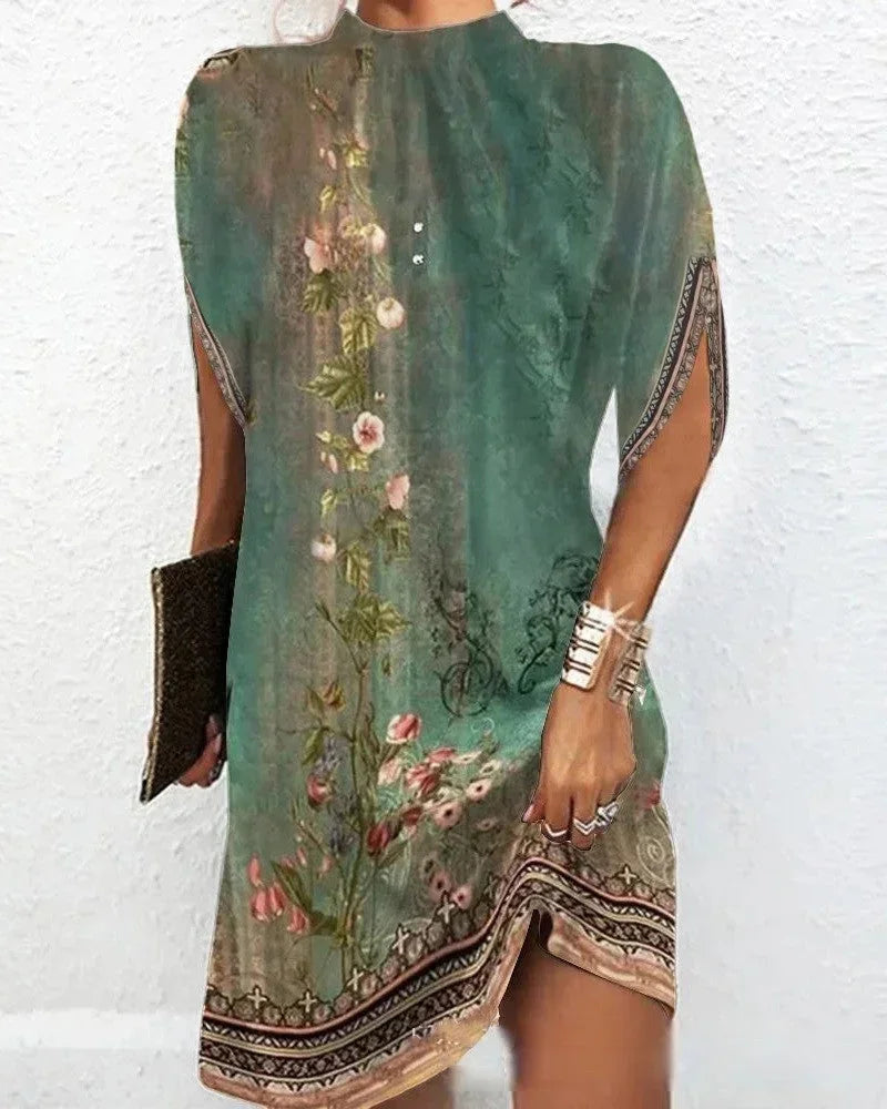 Women’s Draped High Neck Casual Mini Dress