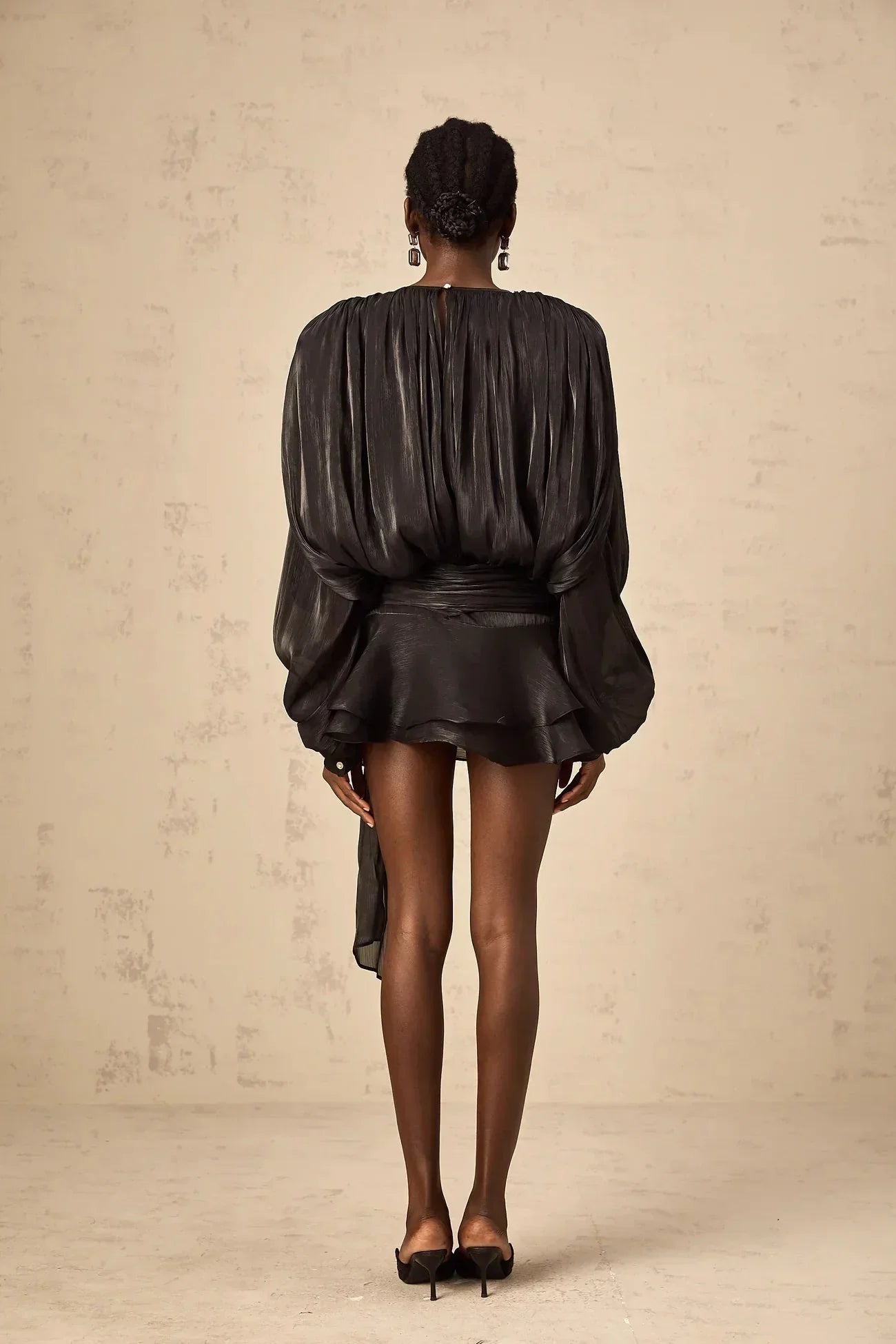 Women’s Draped Long Sleeve Relaxed Mini Dress