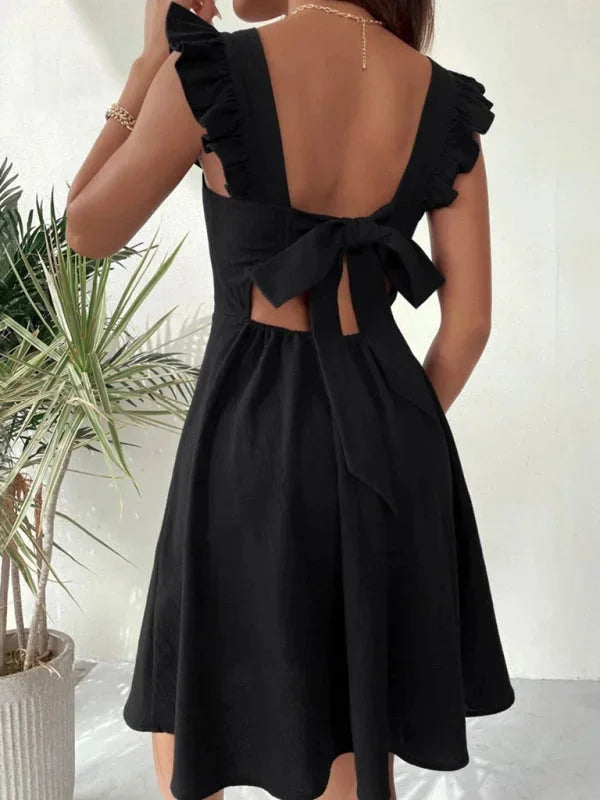 Women’s Fit and Flare Ruffle Strap Mini Dress