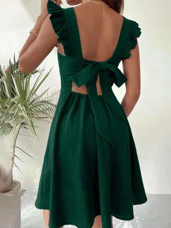 Women’s Fit and Flare Ruffle Strap Mini Dress