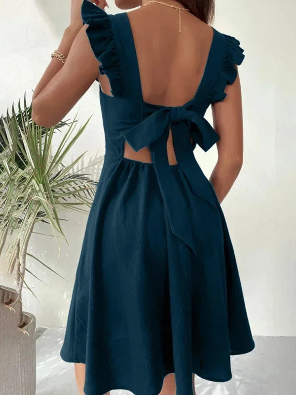 Women’s Fit and Flare Ruffle Strap Mini Dress