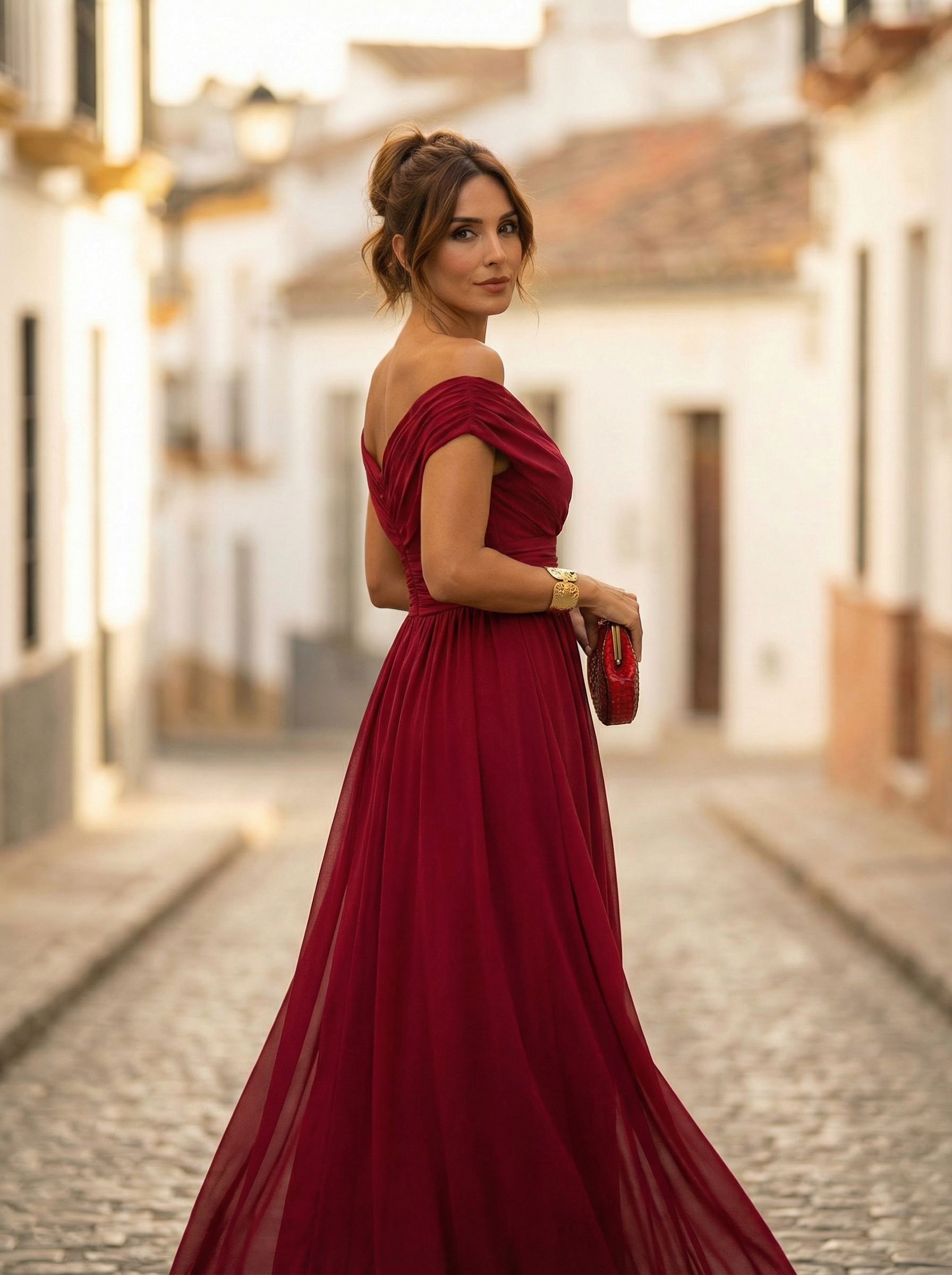 Women's Elegant Off-Shoulder Ruched Maxi Dress