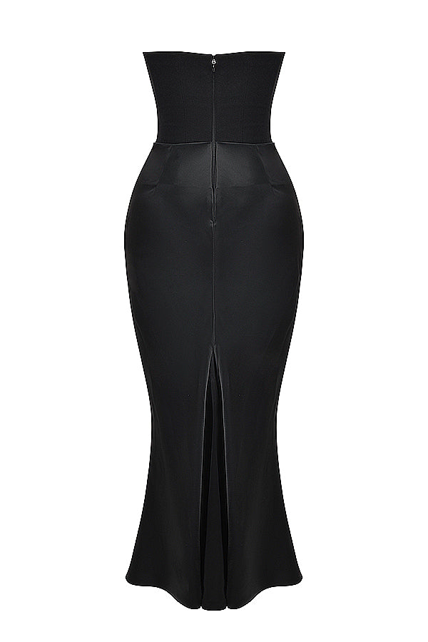 Women's Strapless Corset Maxi Dress with Structured Bodice