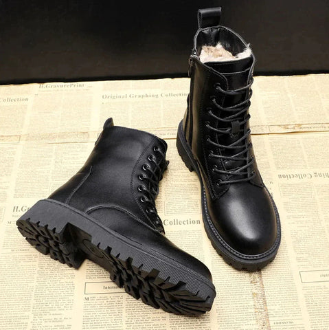 Stylish Women's High-Top Lace-Up Boots | Anti-Slip Technology