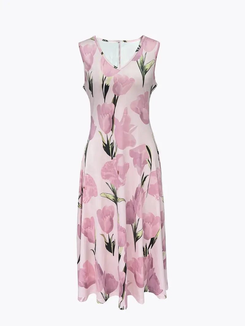 Women's Floral Midi Dress Set with Blazer