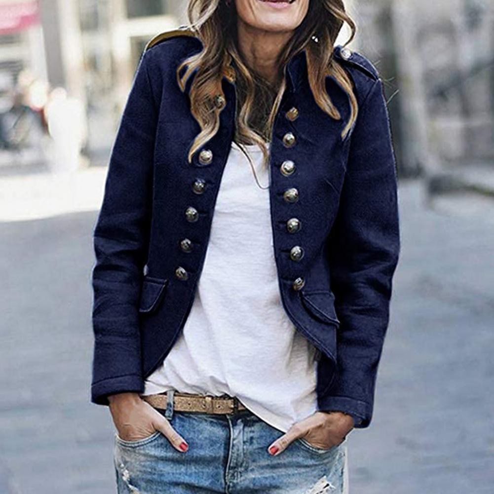 Women's Double-Breasted Military-Style Blazer