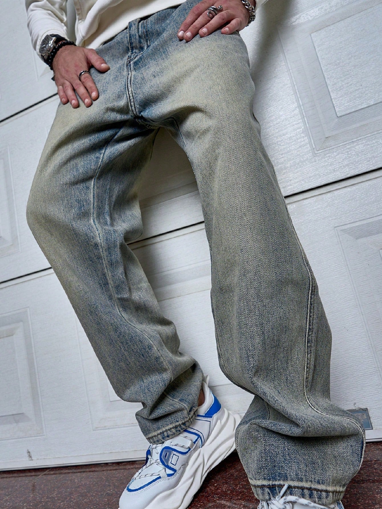 Men's Vintage Washed Straight Leg Relaxed Fit Jeans