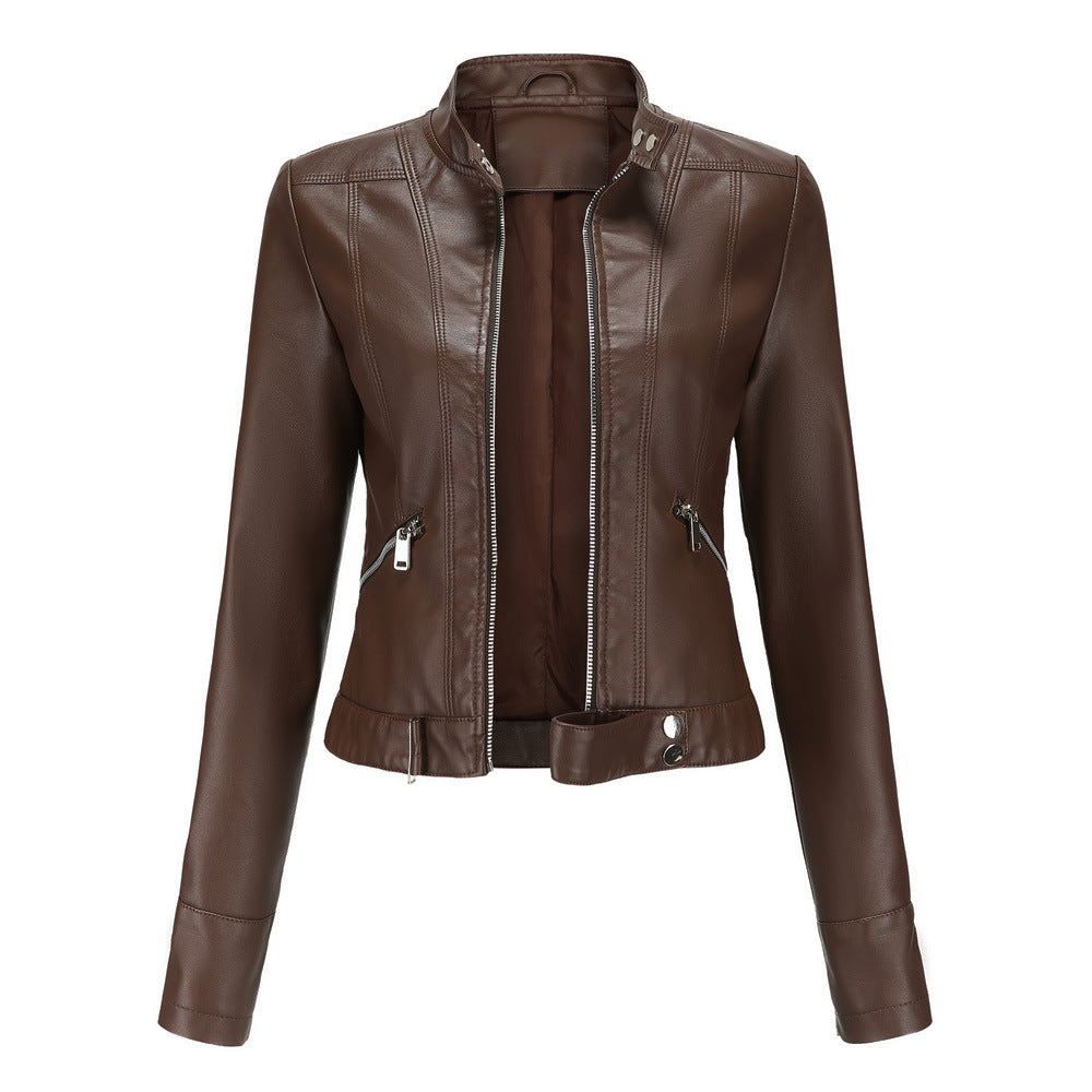 Women’s Fitted Zip-Up Leather Jacket