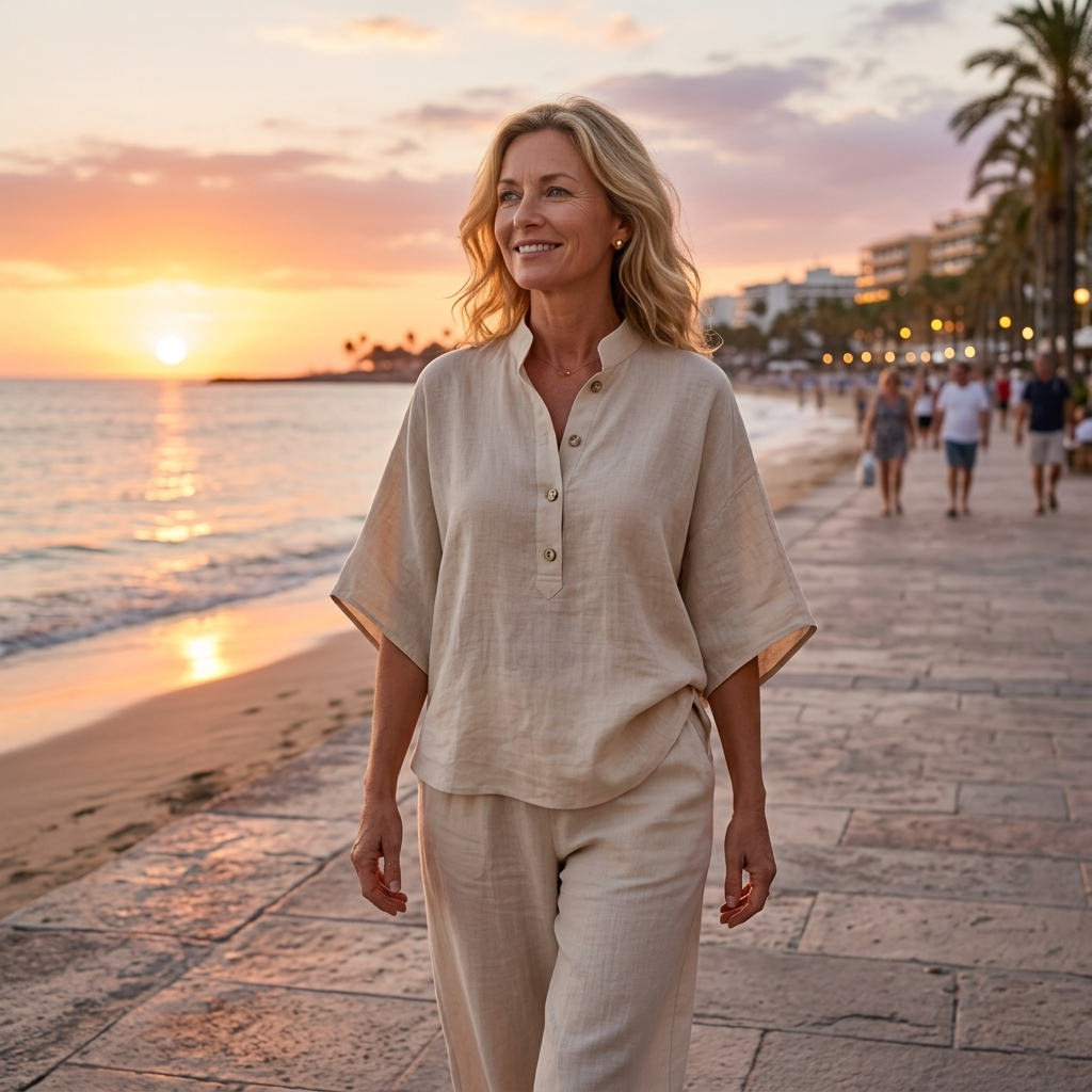 Women's Relaxed Button Front Top & Wide Leg Pants Set
