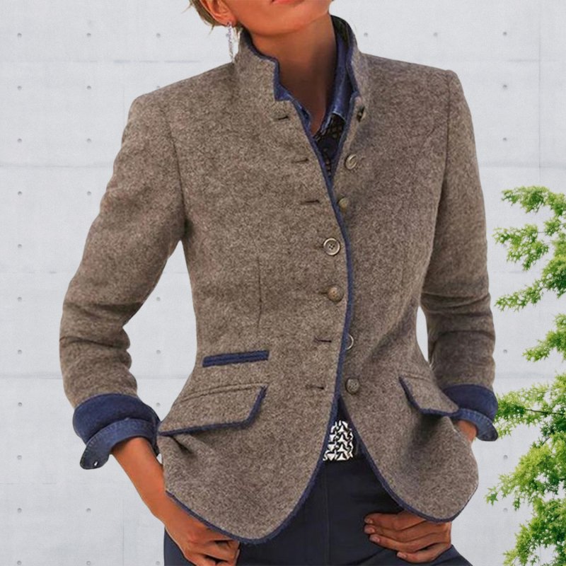 Women's Tailored Stand Collar Blazer