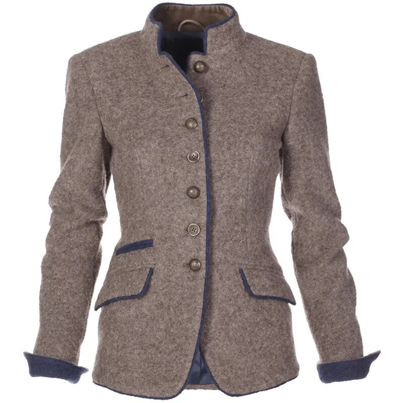 Women's Tailored Stand Collar Blazer