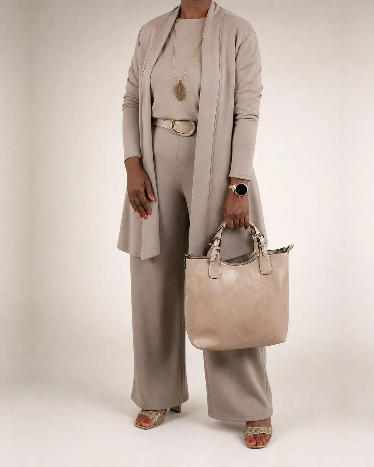 Women's 3-Piece Lounge Set with Wide-Leg Pants