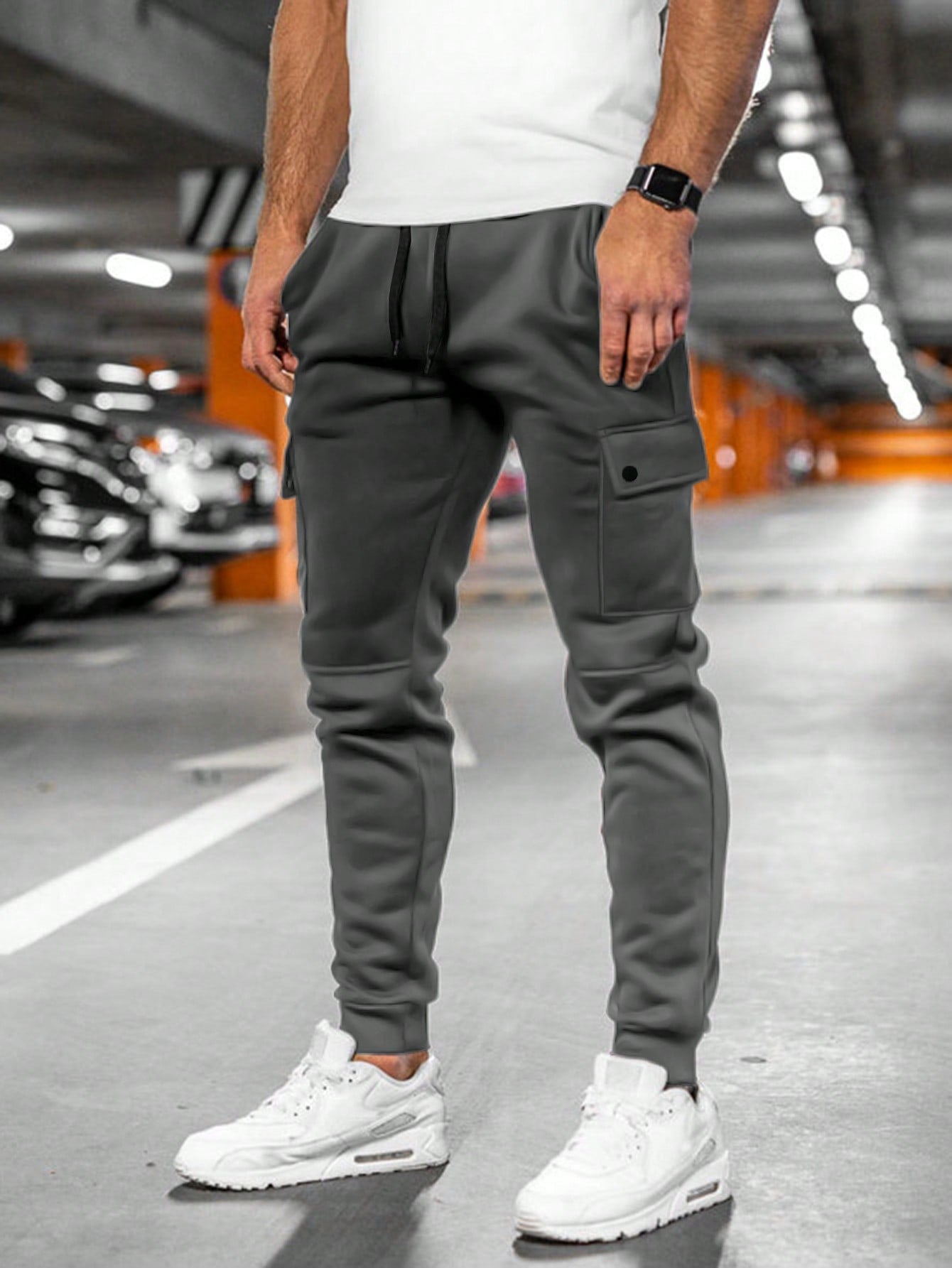 Casual Men's Cargo Jogger Trousers with Drawstring Waist