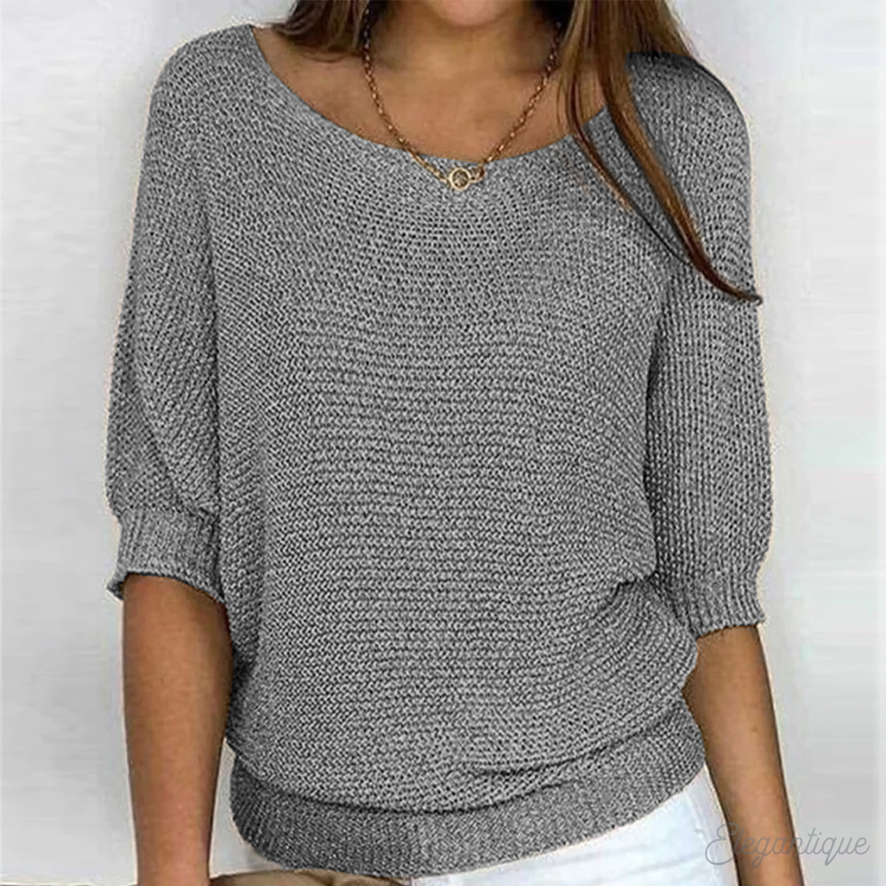 Women's Elegant Crew Neck Pullover Sweater