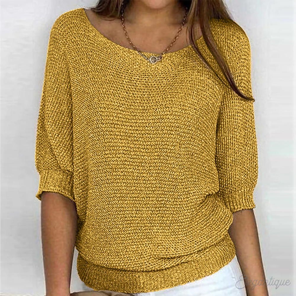 Women's Elegant Crew Neck Pullover Sweater