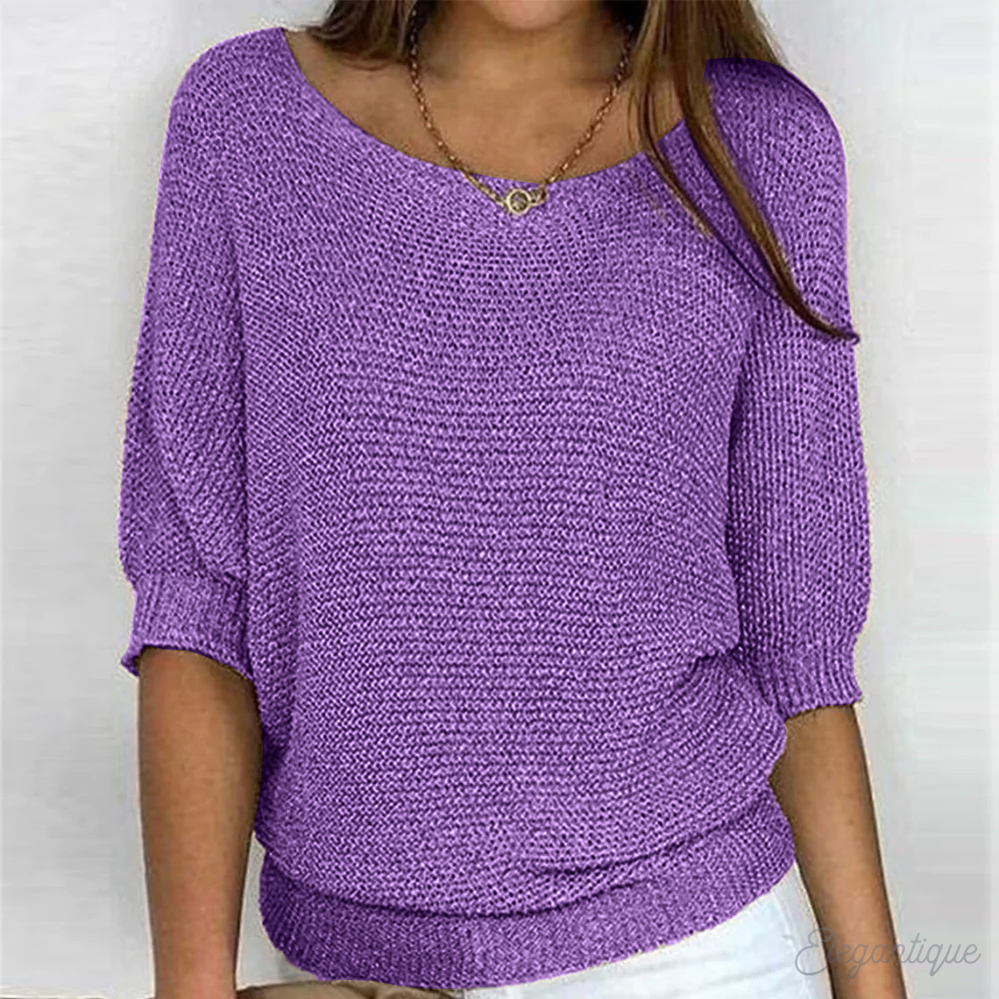 Women's Elegant Crew Neck Pullover Sweater