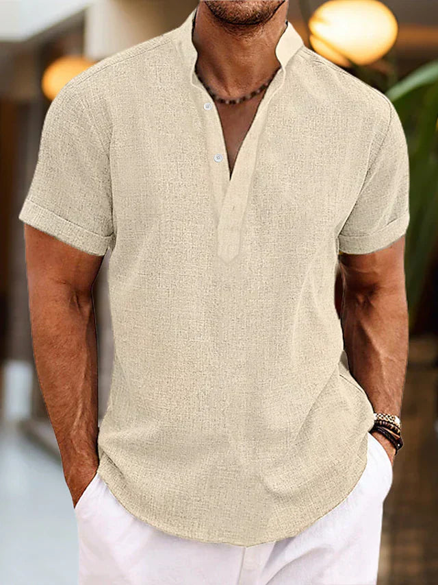 Men's Summer Henley Short Sleeve Shirt