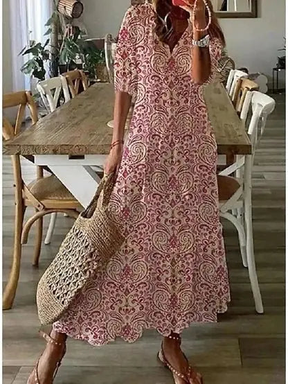Women's Boho Dress with Flattering Fit and Free-Spirited Silhouette