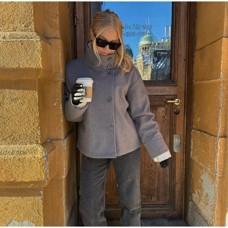 Stylish Luxury Short Coat with Double Buttons