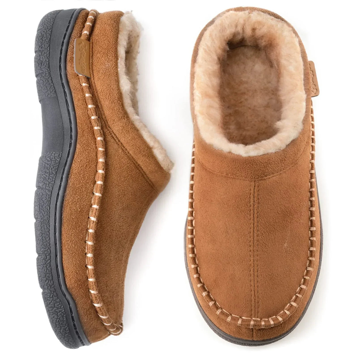 Men's Faux Fur-Lined House Slippers
