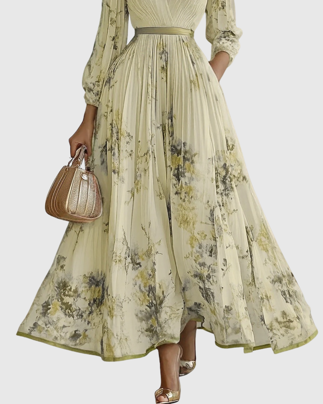 Elegant Women's V-Neck A-Line Maxi Dress