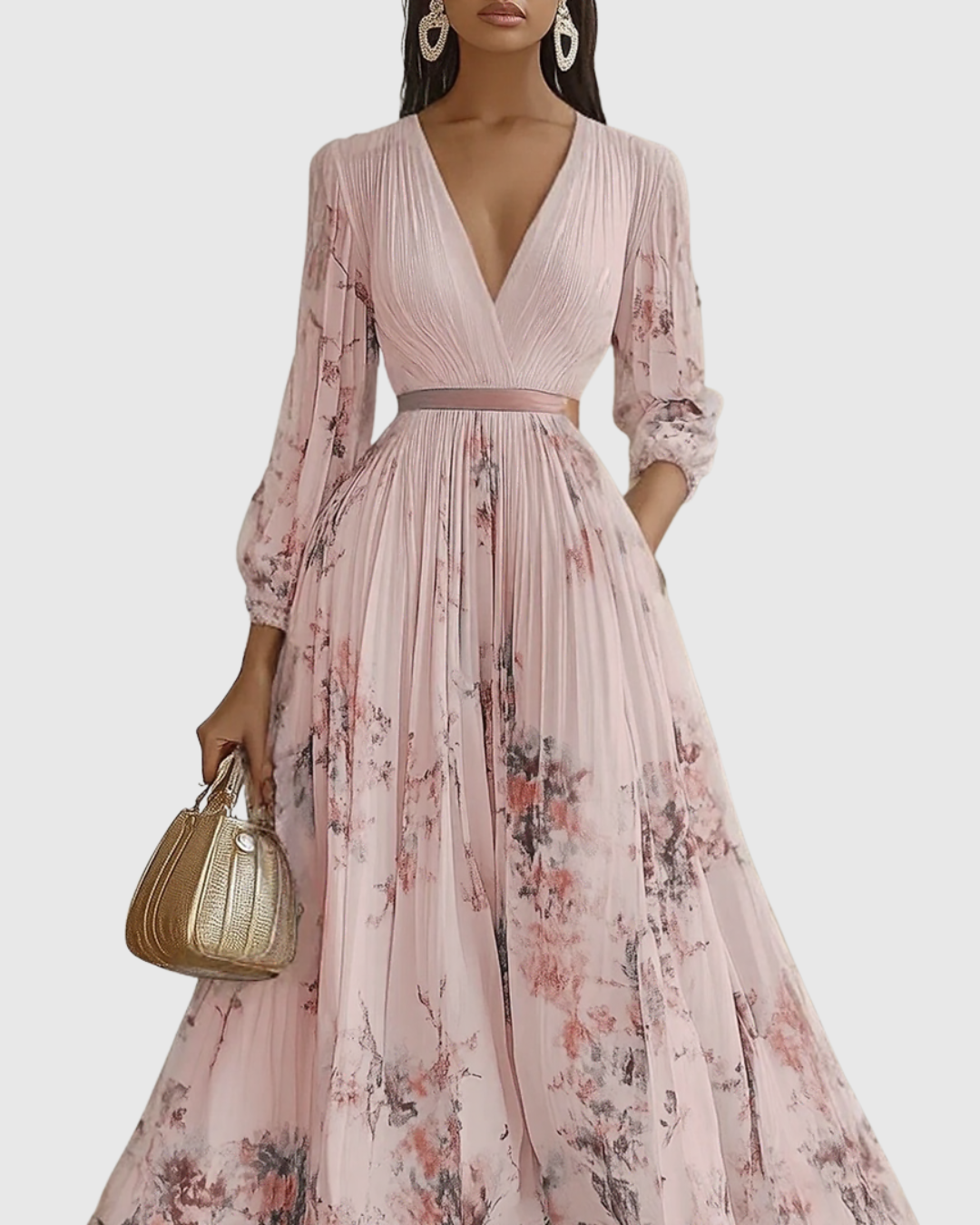 Elegant Women's V-Neck A-Line Maxi Dress