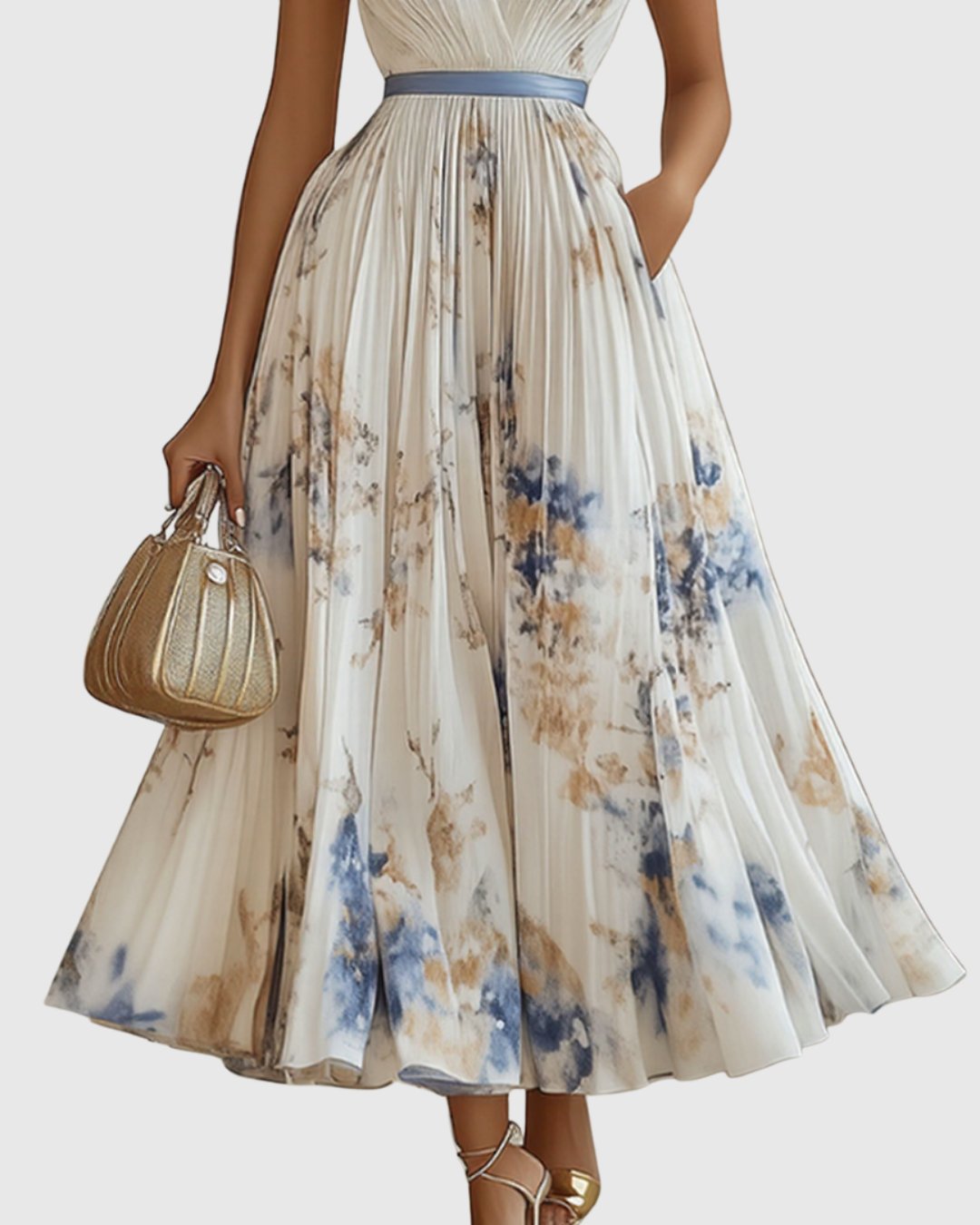 Elegant Women's V-Neck A-Line Maxi Dress