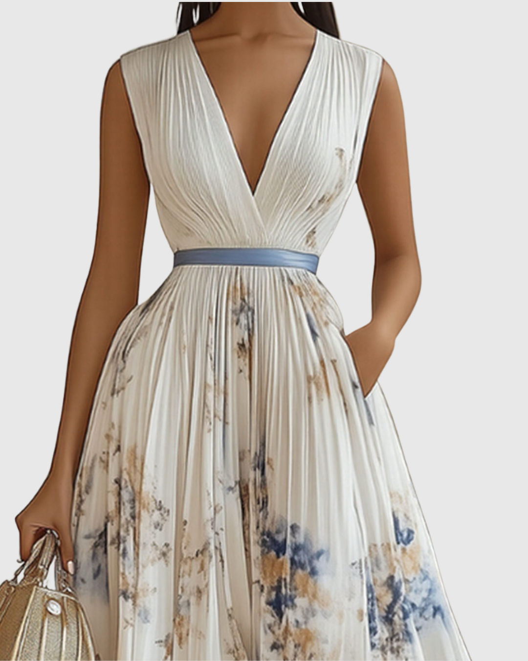 Elegant Women's V-Neck A-Line Maxi Dress