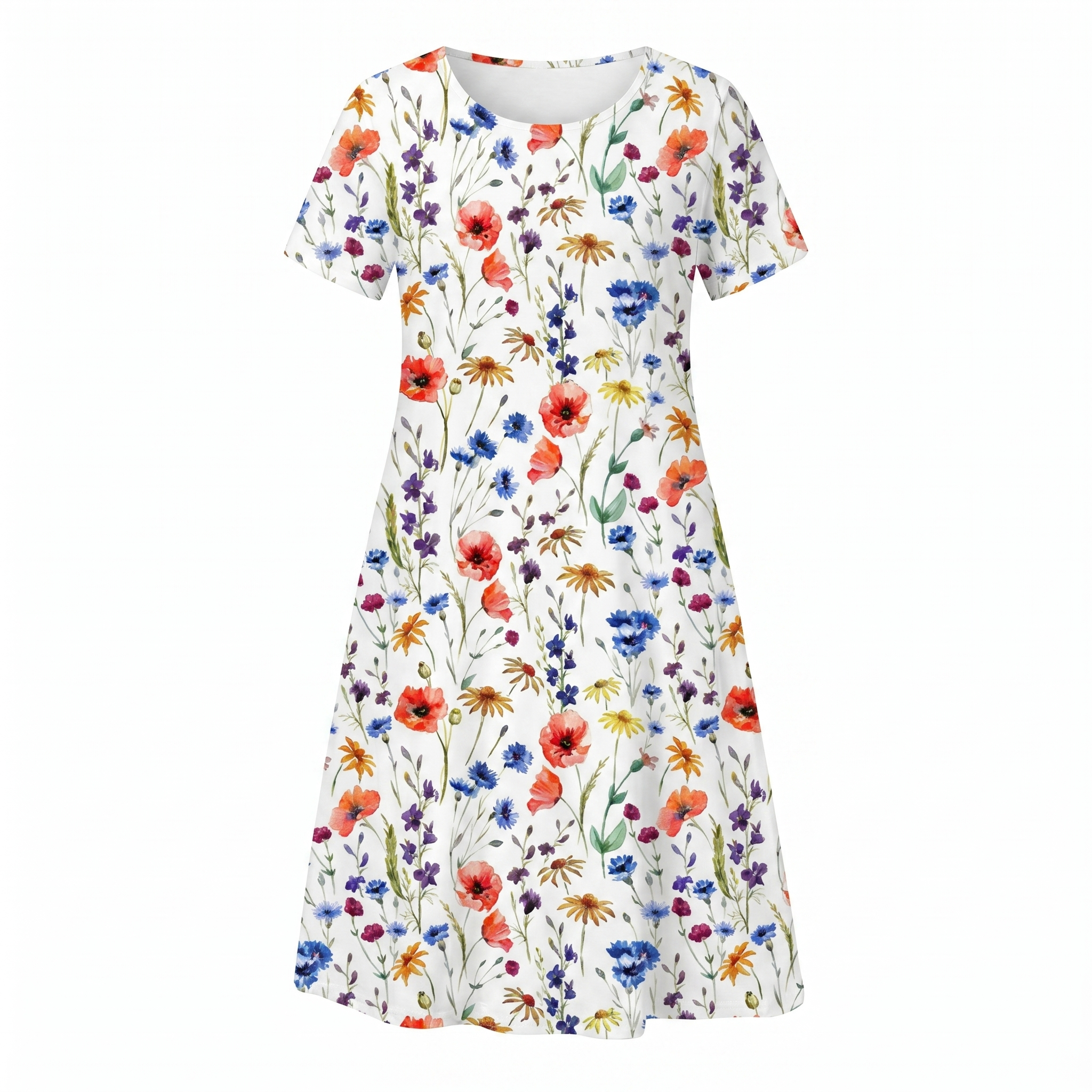 Women's Floral Print Midi Dress with Relaxed Everyday Elegance