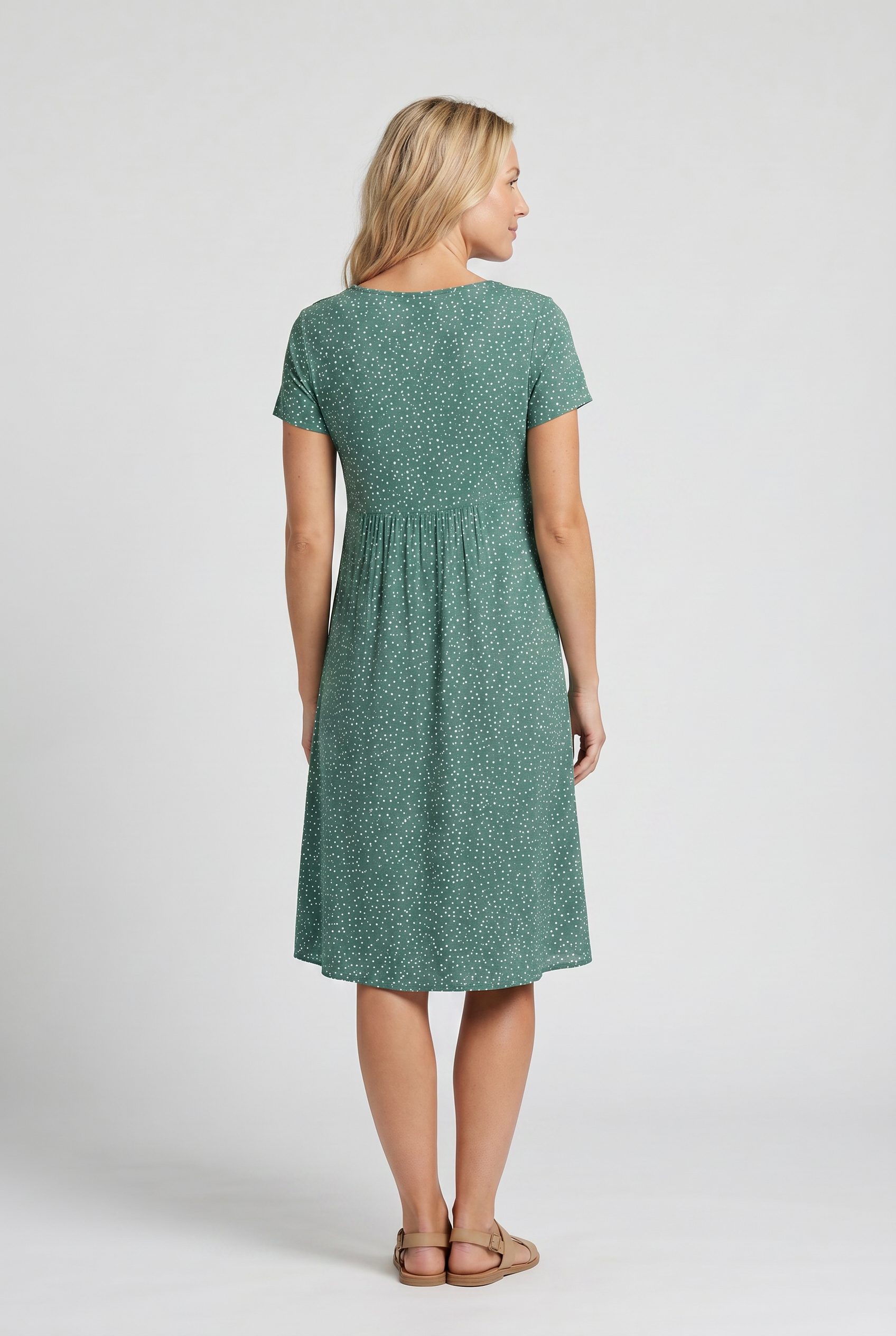 Women's Casual V-Neck Short Sleeve Summer Midi Dress