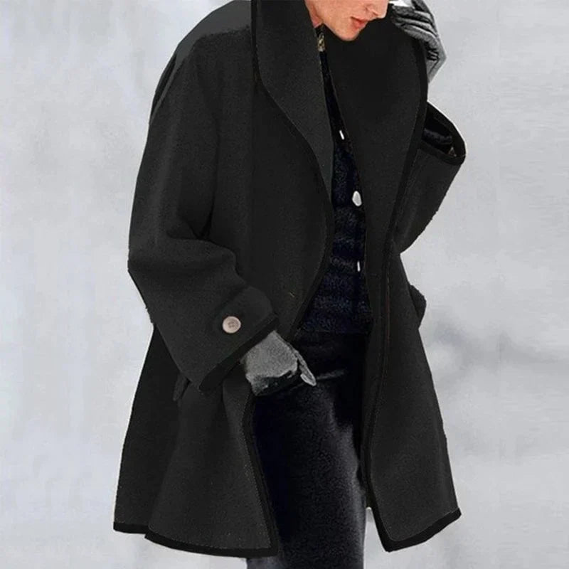 Women’s Open-Front Trench Coat with Contrast Trim