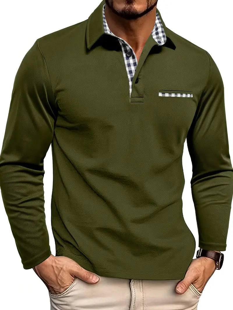 Men's Long Sleeve Polo Shirt Check Details