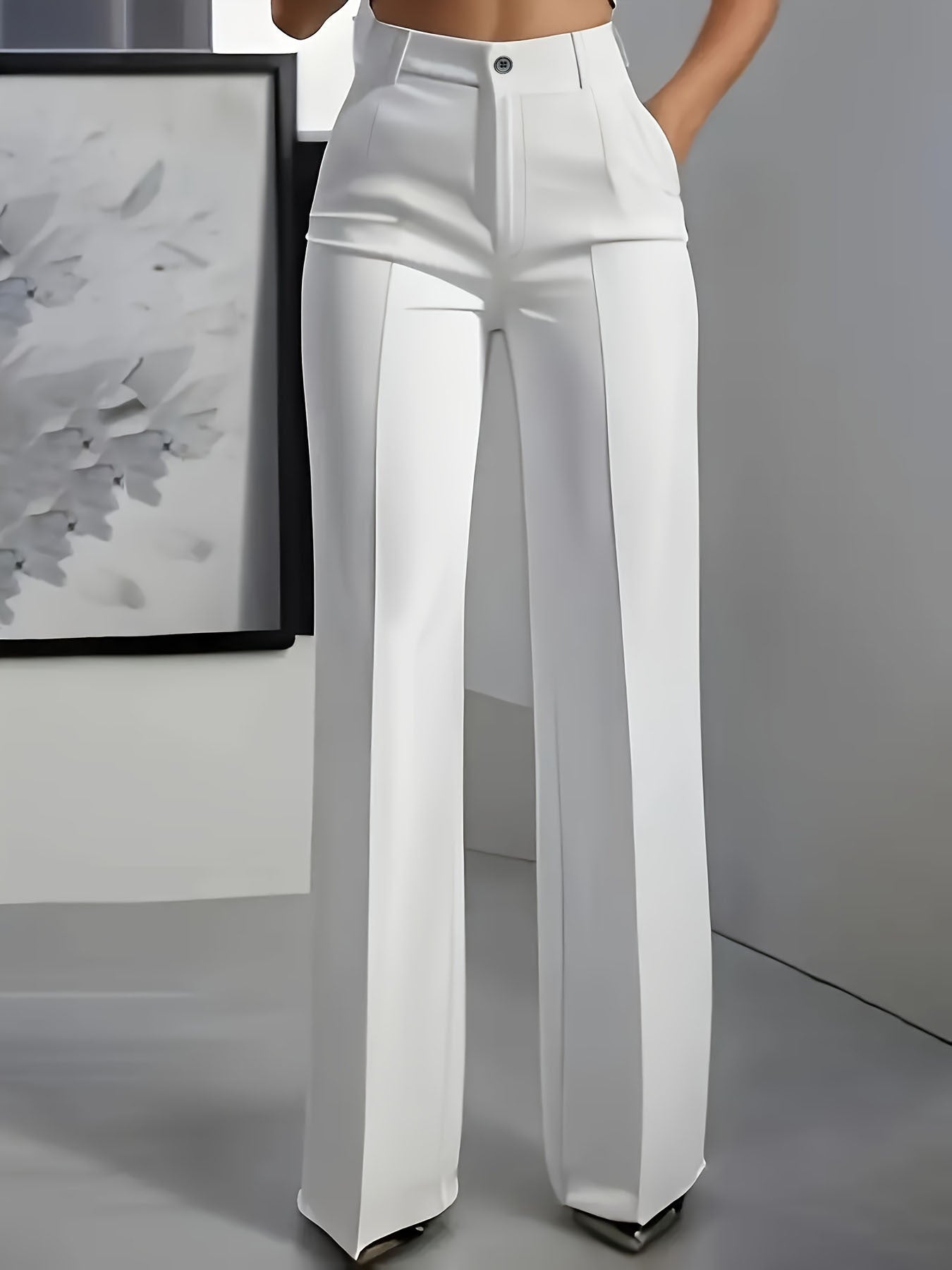 Women's High-Waisted Wide Leg Tailored Pants