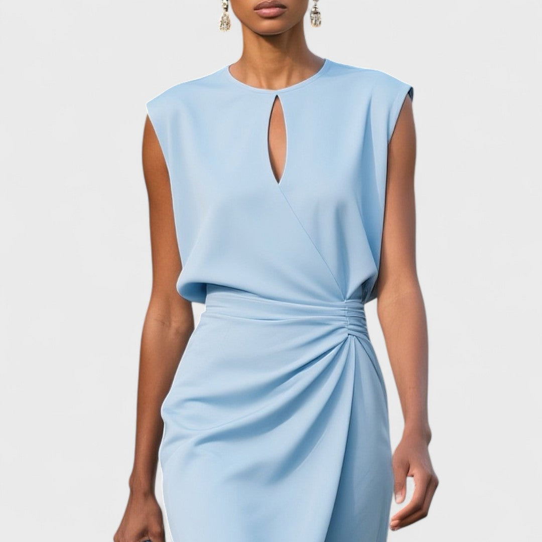 Women's Twist Waist Bodycon Cocktail Midi Dress