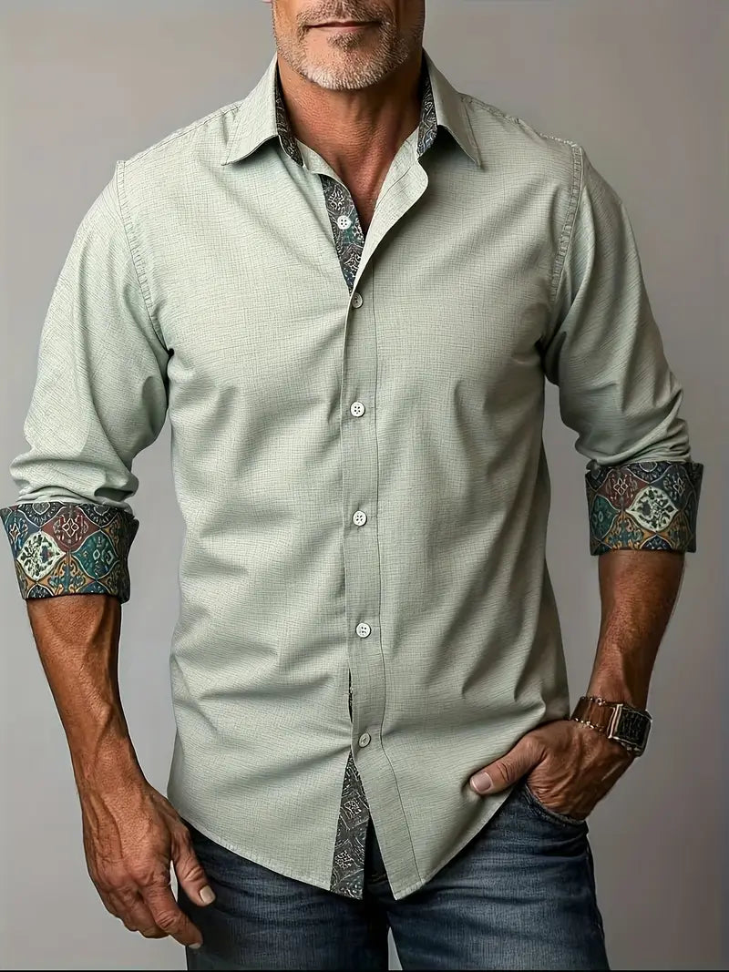 Men's Tailored Button-Up Shirt with Contrast Details