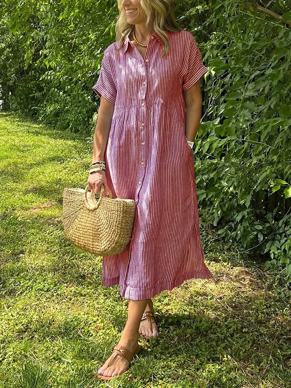 Women's Striped Button-Up Dress | Classic, Cheerful & Endlessly Wearable