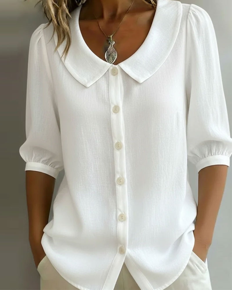 Women's Blouse Peter Pan Collar 3/4 Sleeve