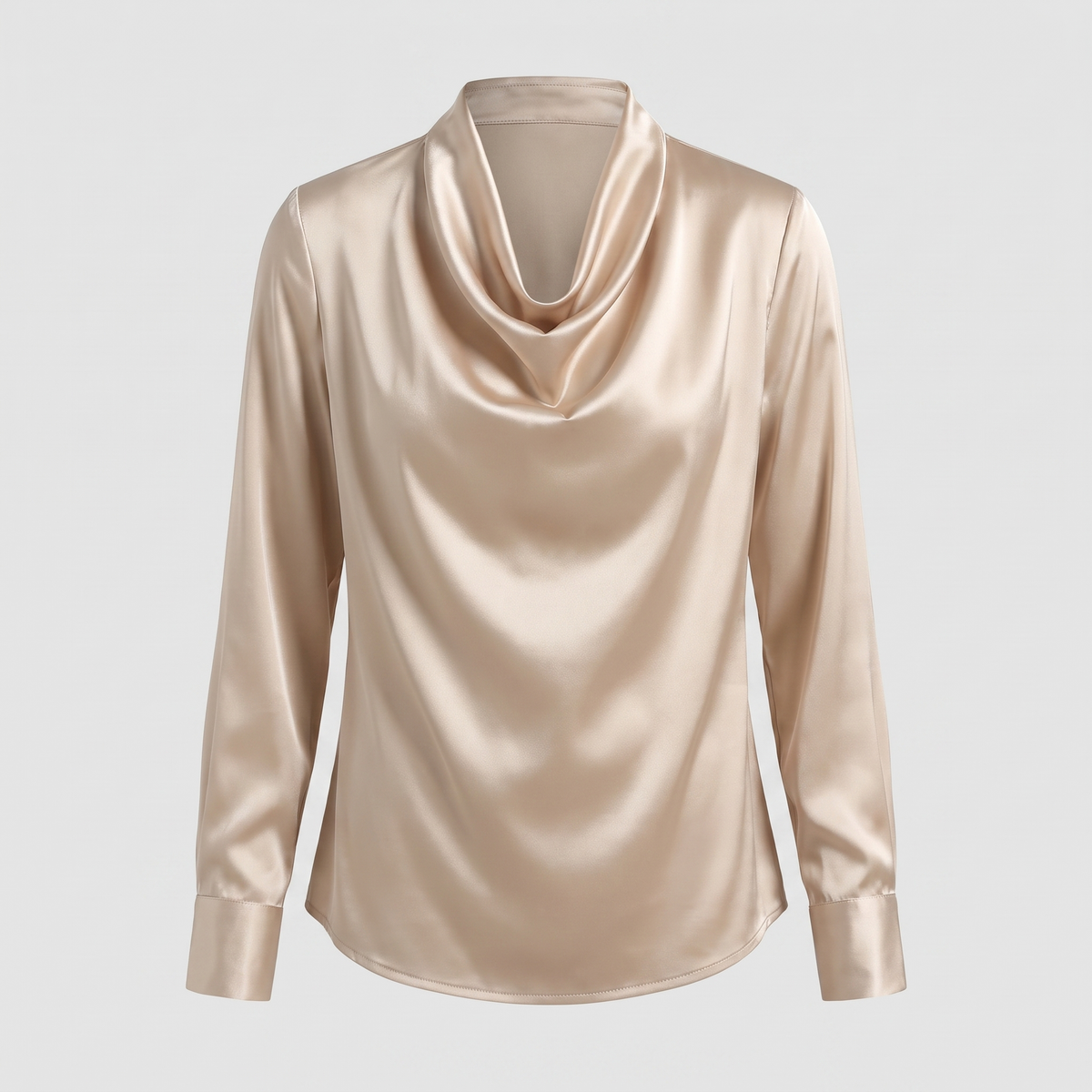Women's Elegant Floral Print Satin Cowl Neck Blouse
