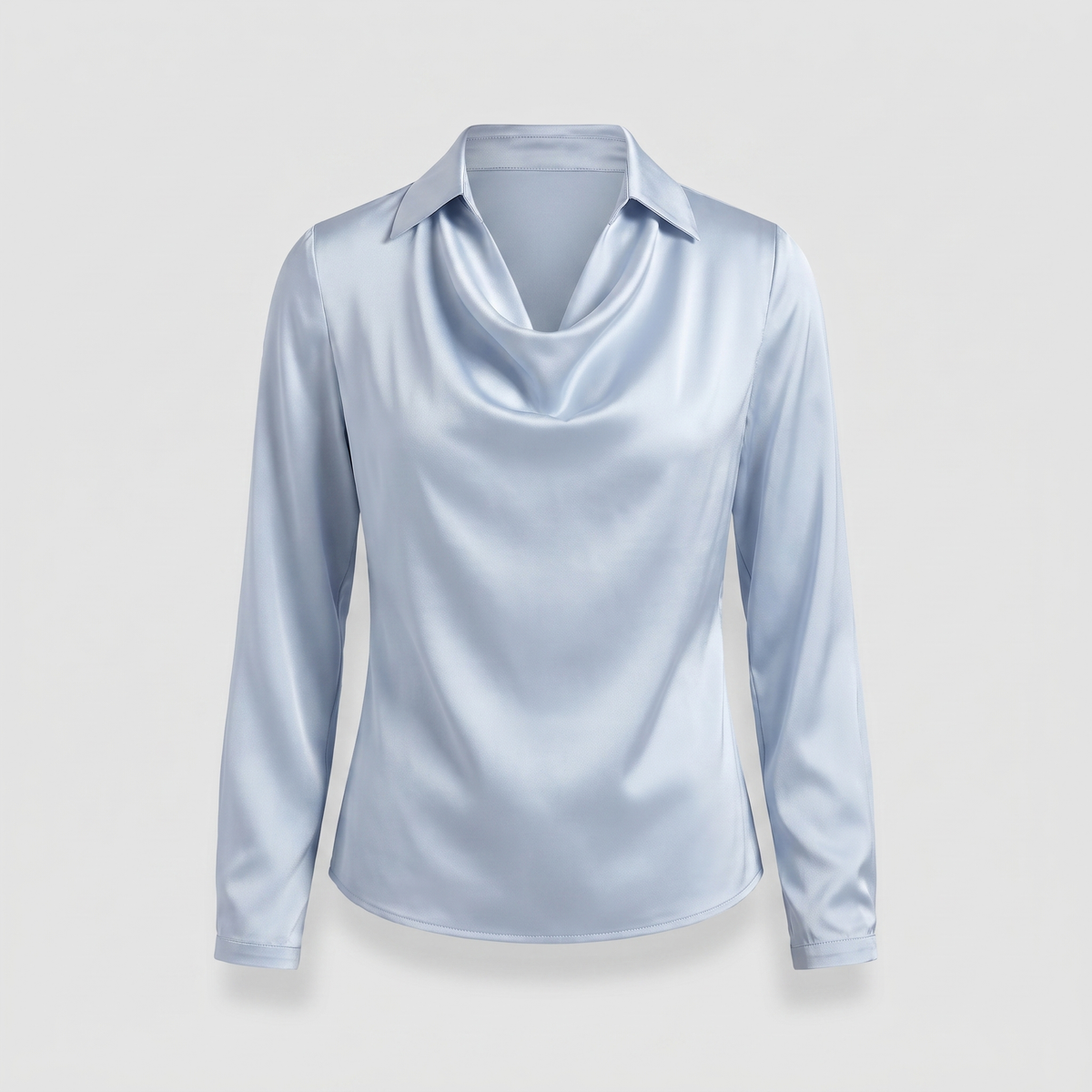 Women's Elegant Floral Print Satin Cowl Neck Blouse