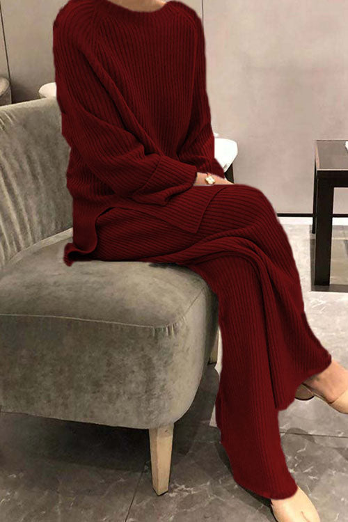 Women’s Ribbed Knit Two-Piece Lounge Set