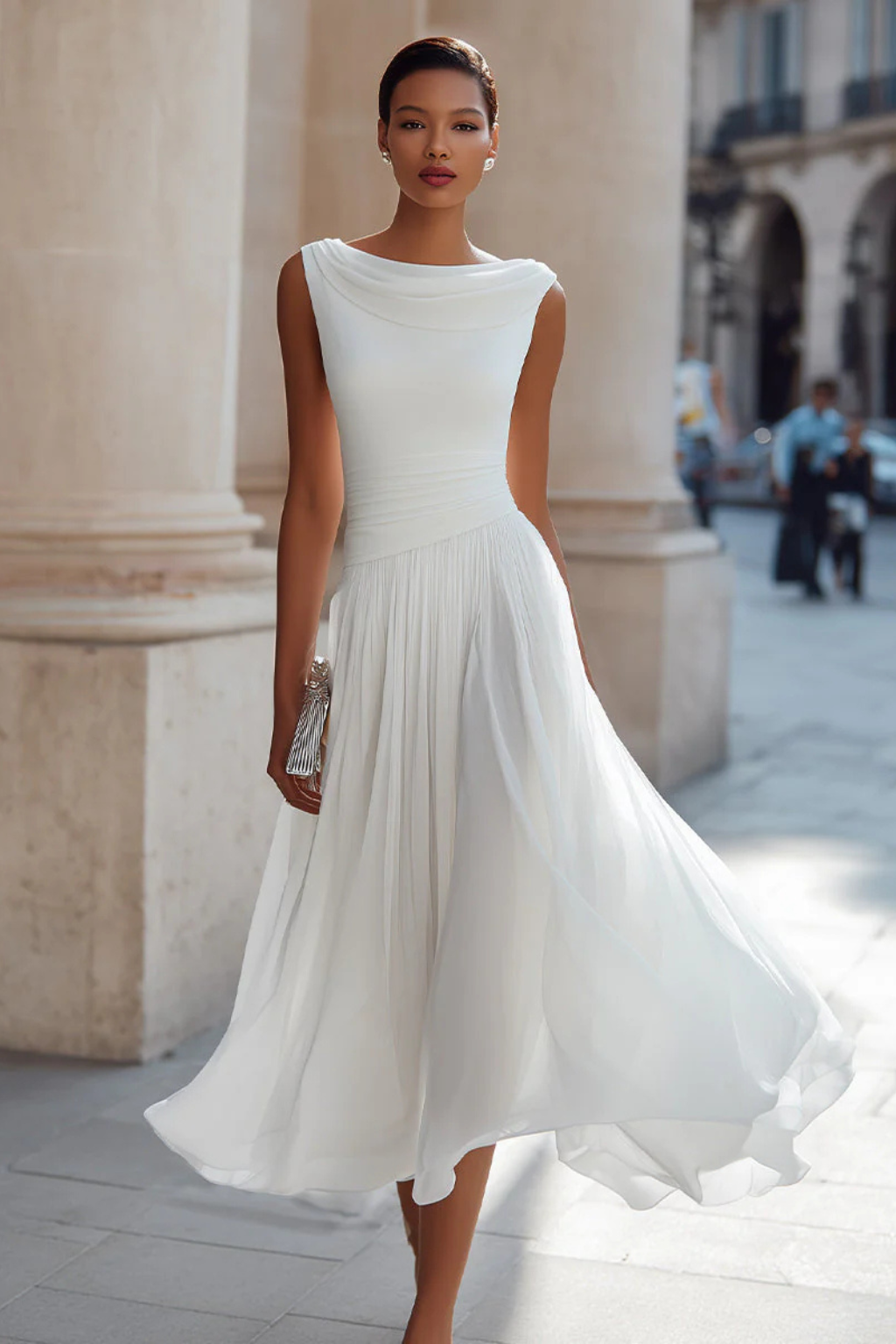 Elegant Sleeveless Flowing Midi Dress for Women