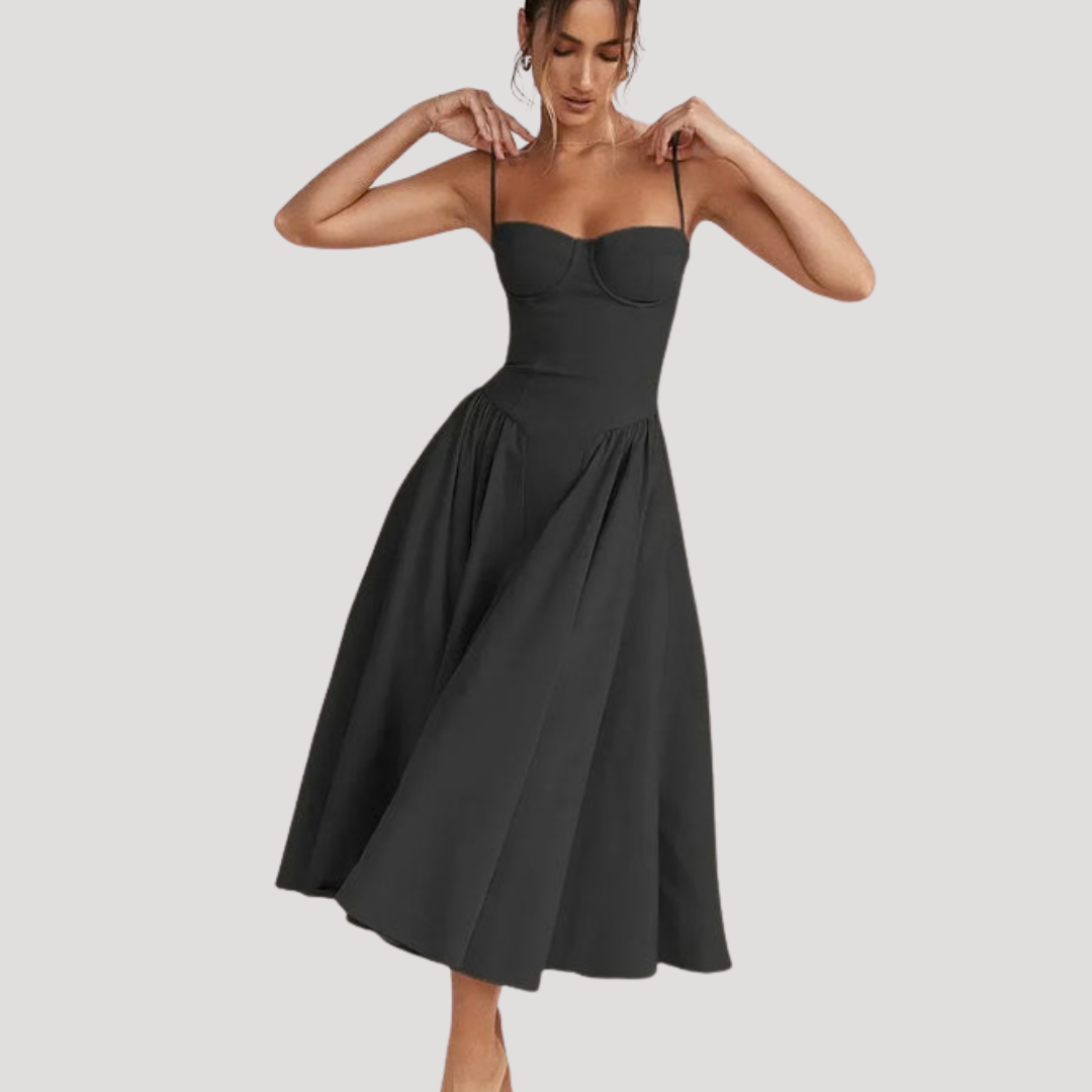 Women's Corset Bodice Midi Dress