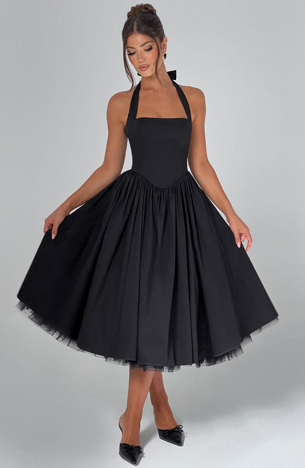 Women’s Halter Neck Midi Dress for Weddings, Parties and Special Occasions